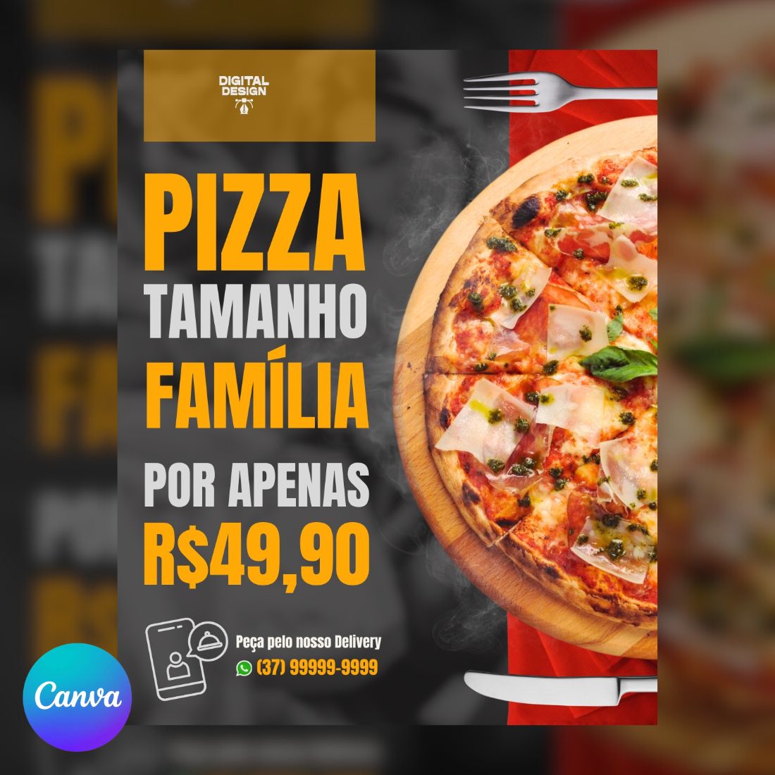 Pizza Social Media Post Canva Template cover image.