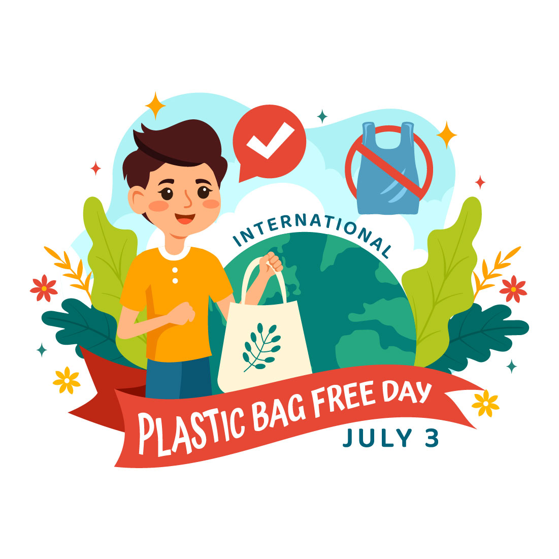 8 International Plastic Bag Free Day Illustration cover image.