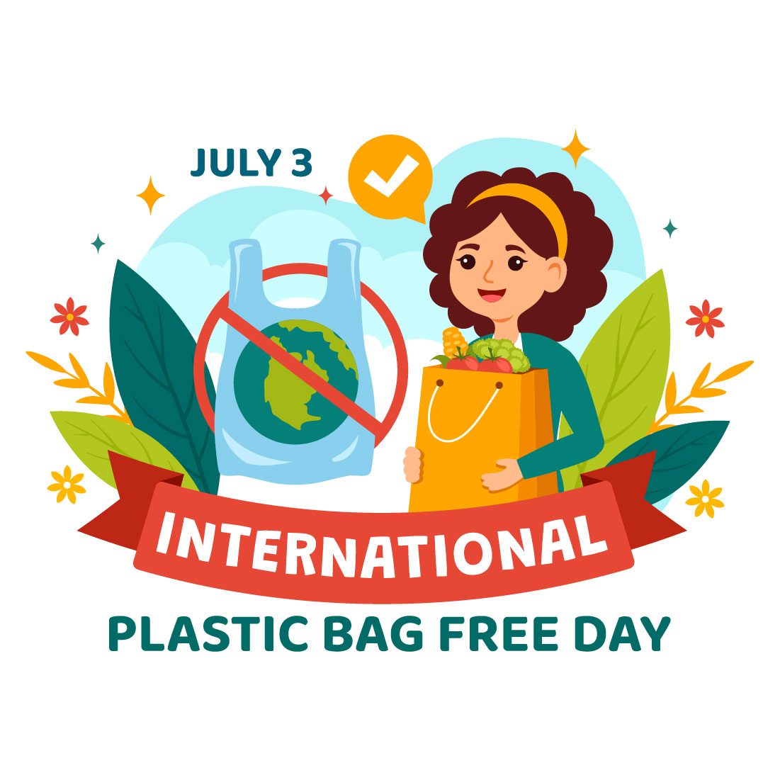 8 International Plastic Bag Free Day Illustration preview image.