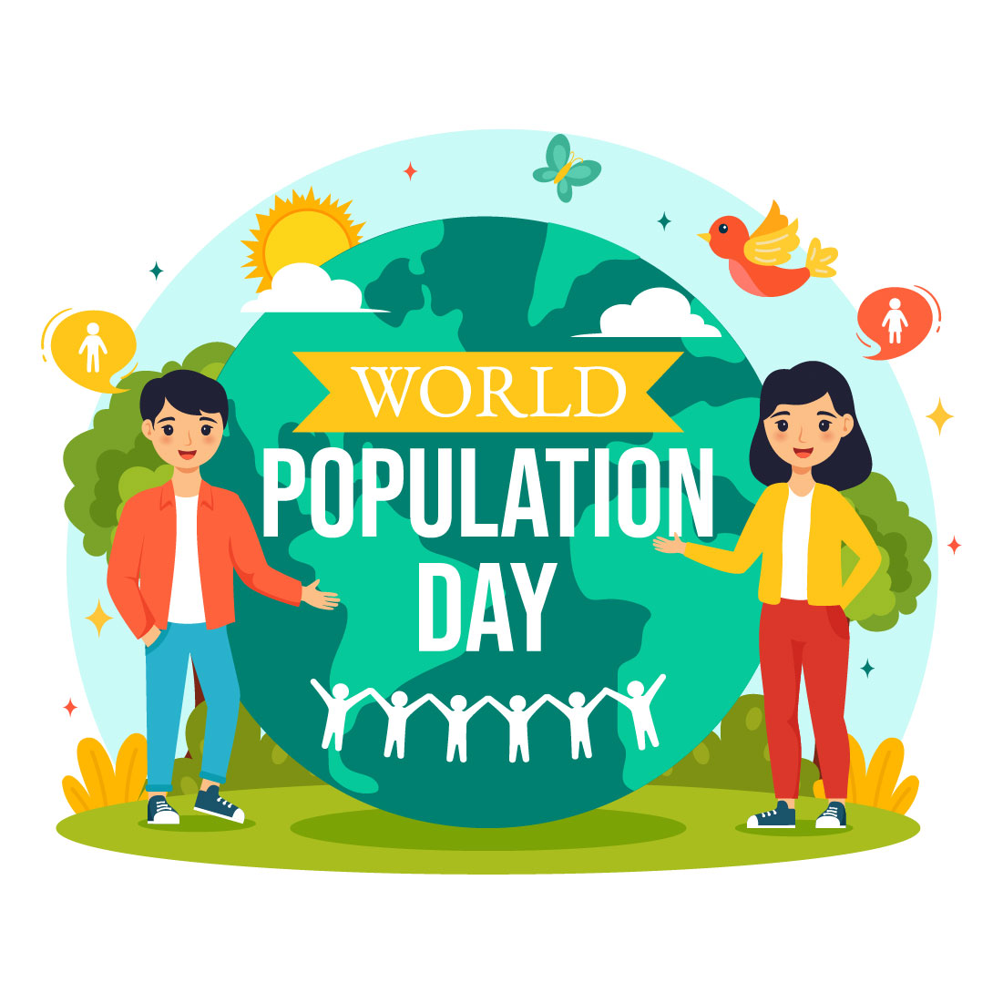 10 World Population Day Illustration preview image.