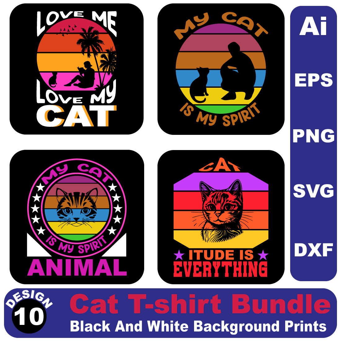 Love My Cat T-shirt Design preview image.