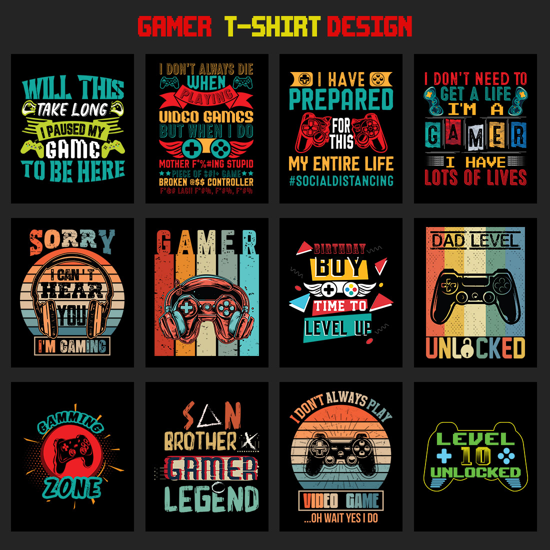 Trendy Gamer T-shirt Design Gaming Apparel preview image.
