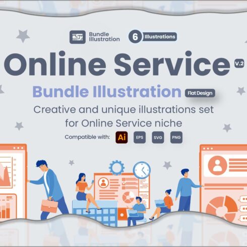 6 Illustrations Related to Online Service 2 cover image.