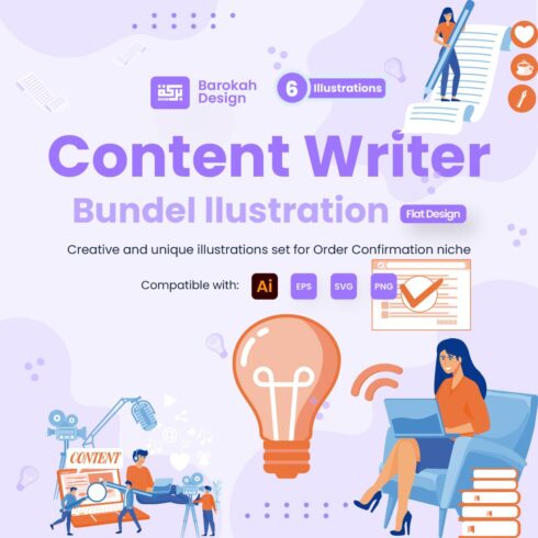 6 Illustrations Related to Content writer cover image.
