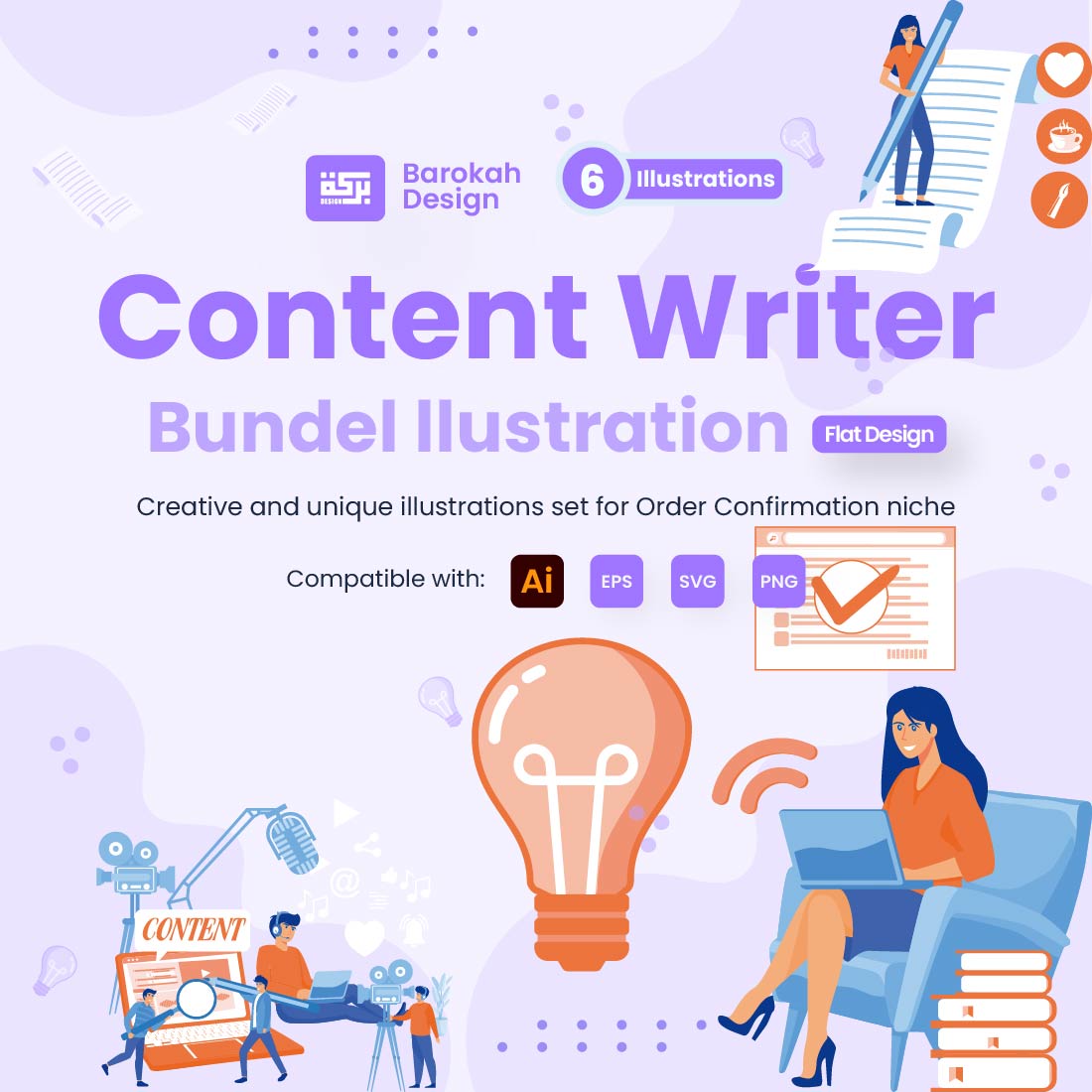 6 Illustrations Related to Content writer cover image.