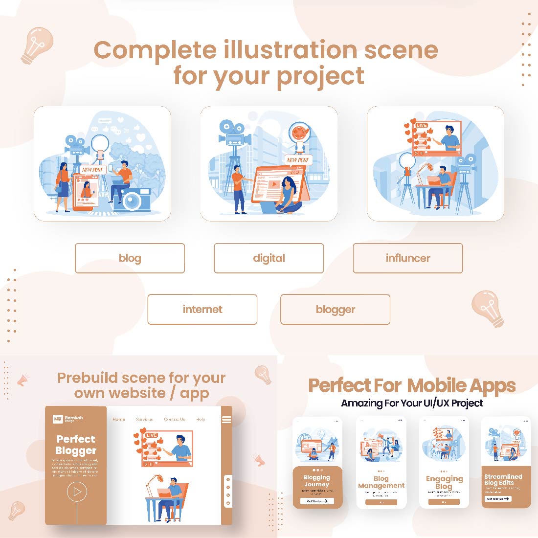6 Illustrations Related to Blogger Writer preview image.