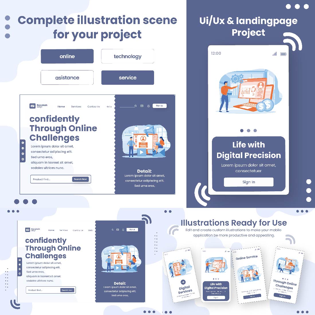 9 Illustrations Related to Online Service 1 preview image.