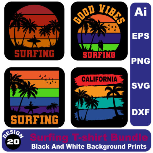 California Surfing T-shirt Design bundle cover image.