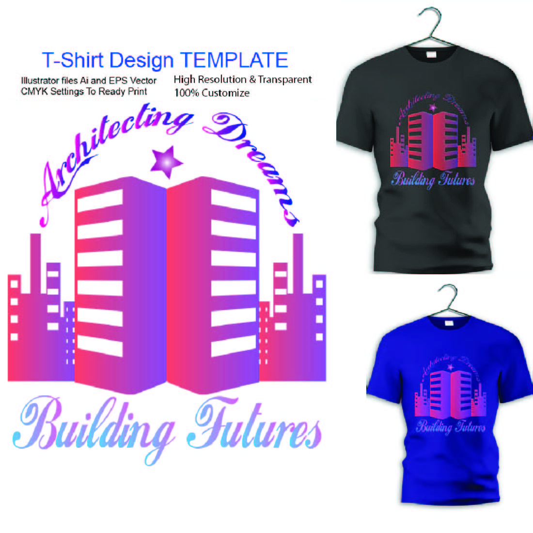Architecting Dreams Building Future T-Shirt Design preview image.