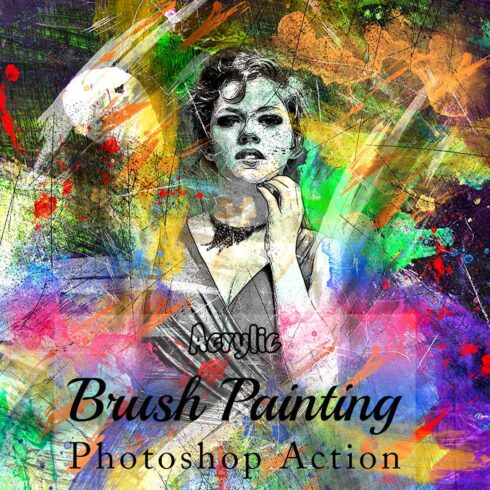 Acrylic Brush Painting Photoshop Action cover image.