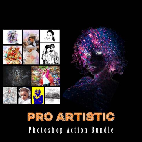 Pro Artistic Photoshop Action Bundle cover image.