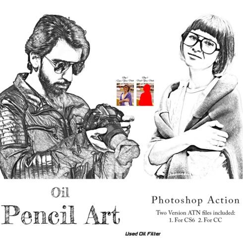 Oil Pencil Art Photoshop Action cover image.