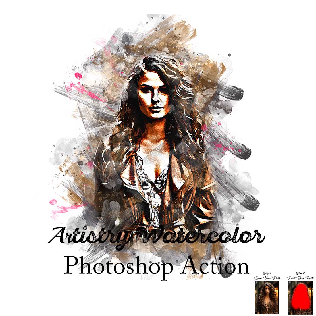 Artistry Watercolor Photoshop Action cover image.