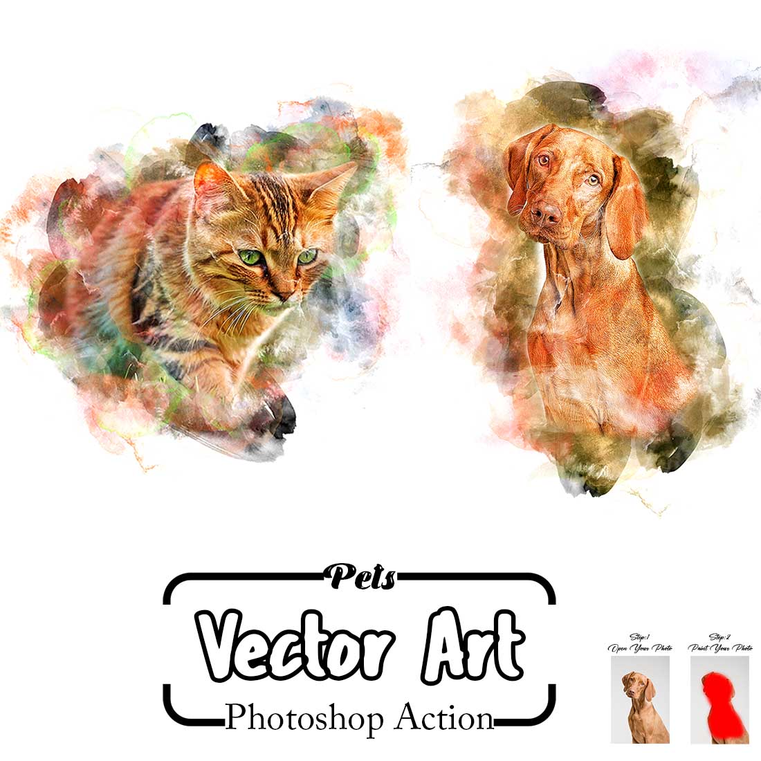 Pets Vector Art Photoshop Action cover image.