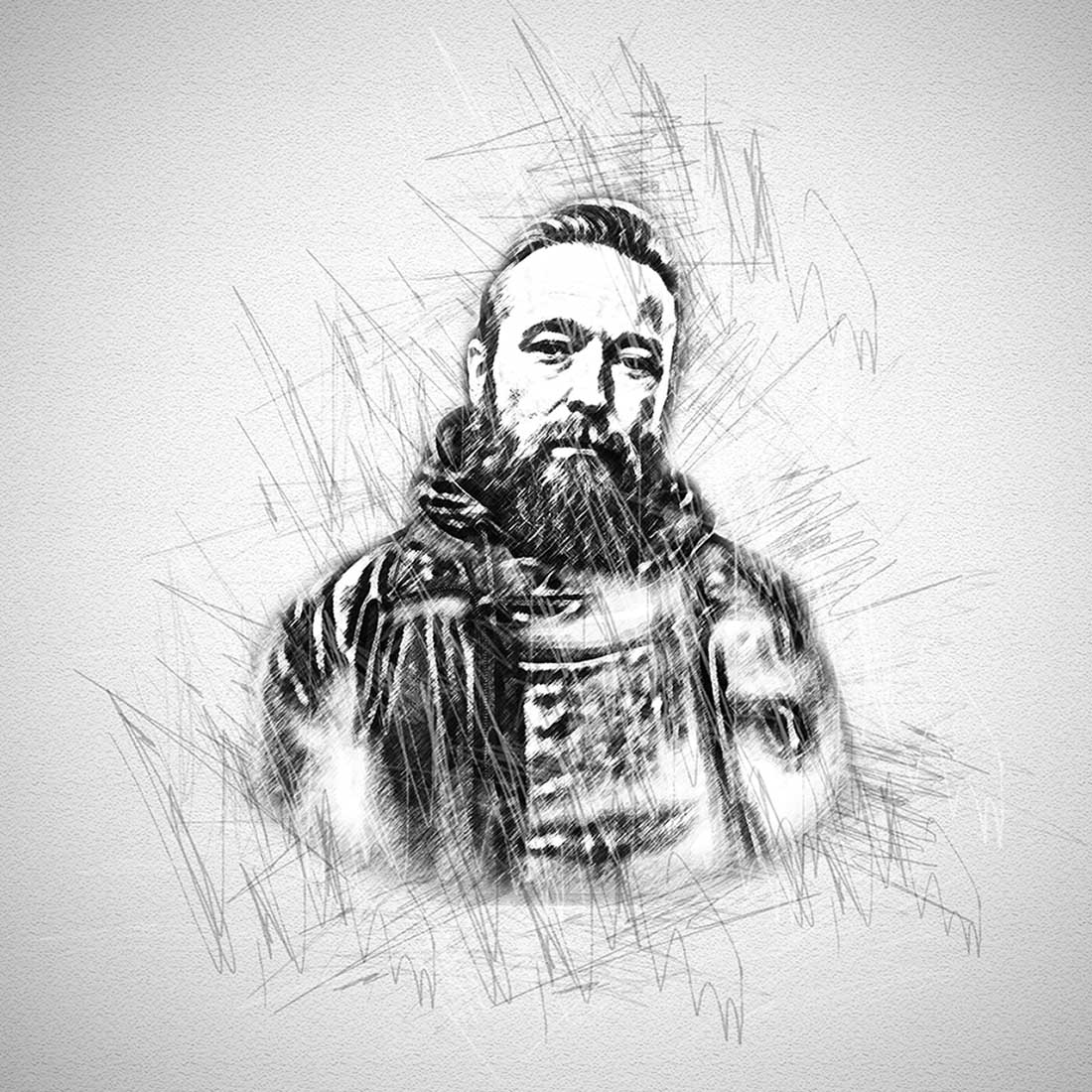 Portrait Sketch Drawing Photoshop Action preview image.