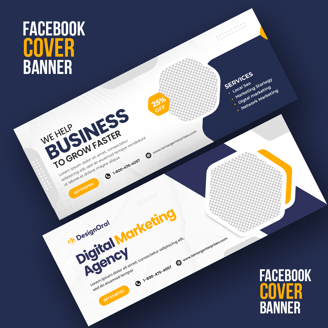 Corporate professional Business Facebook cover banner template preview image.