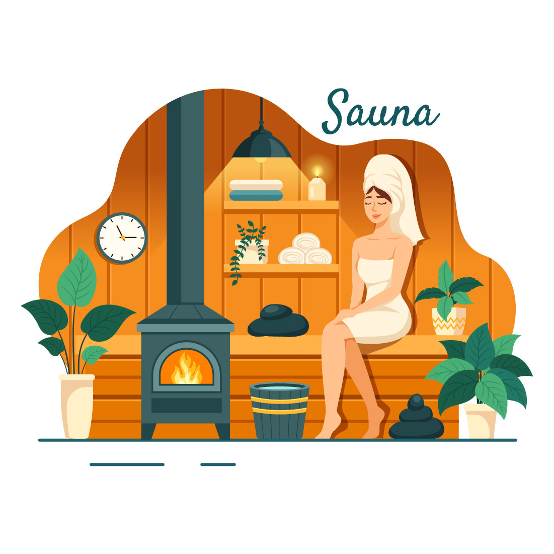9 Sauna and Steam Room Illustration preview image.