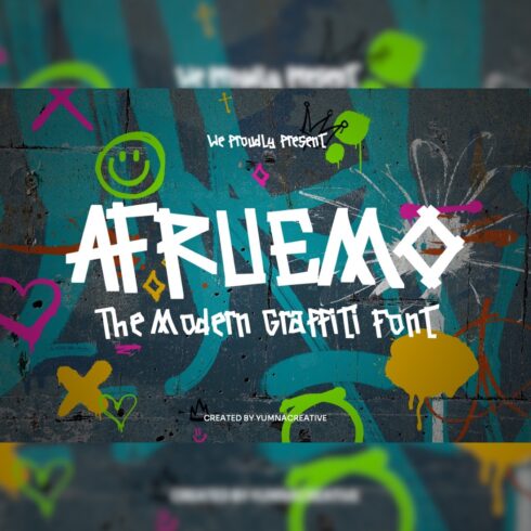 Afruemo - Modern Graffiti Font cover image.