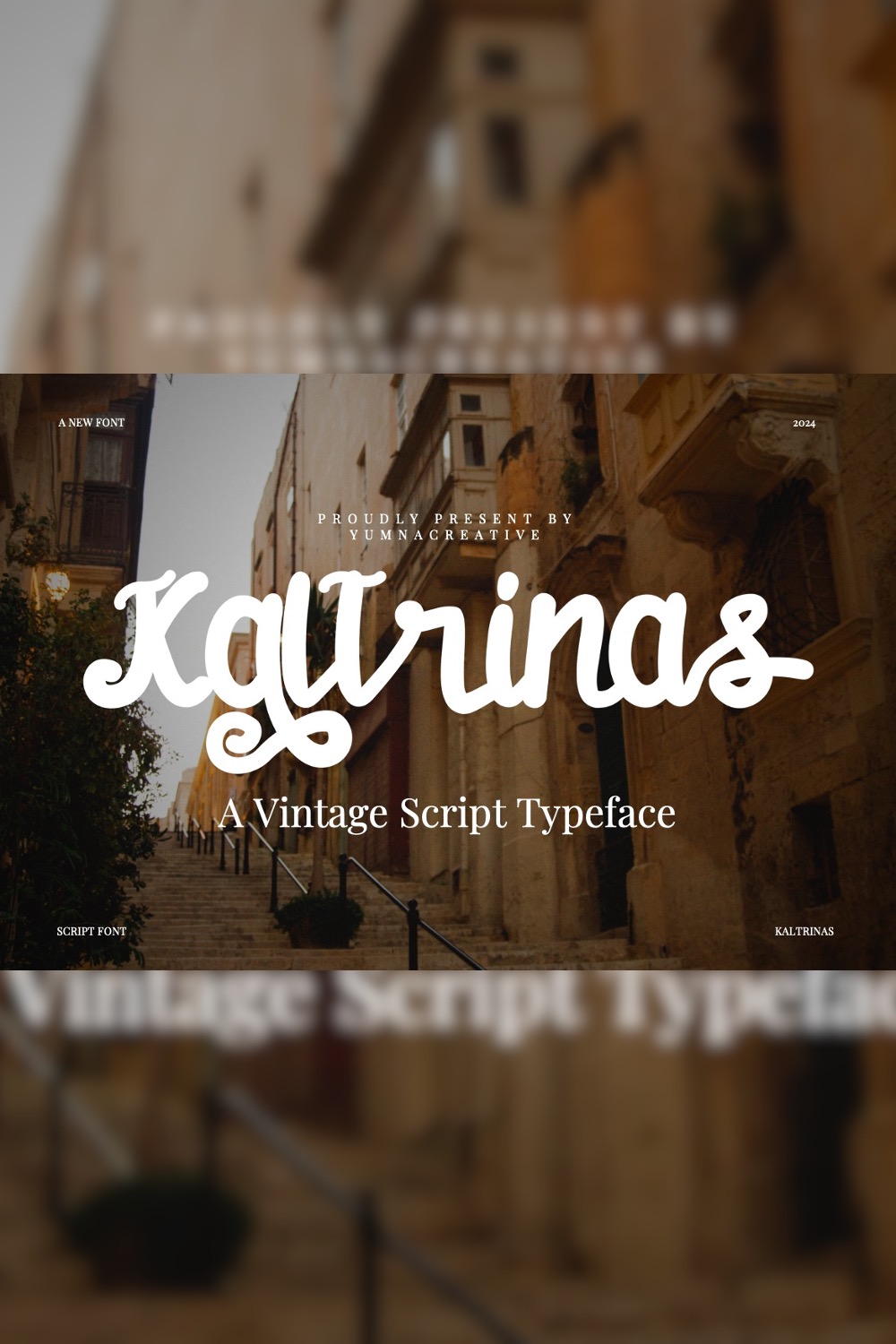 Kaltrinas - Vintage Script Font pinterest preview image.