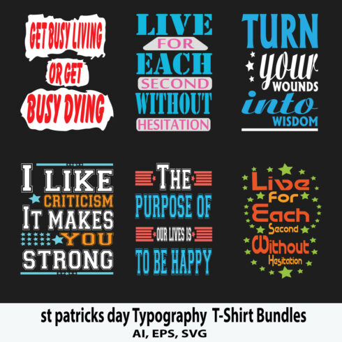 st patricks day Typography T-Shirt Bundles cover image.