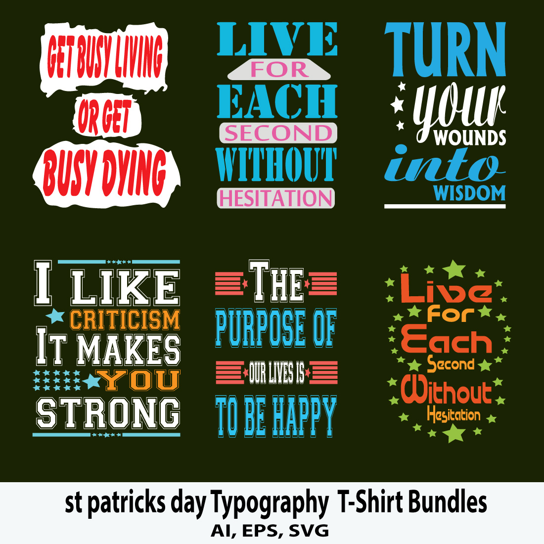st patricks day Typography T-Shirt Bundles preview image.