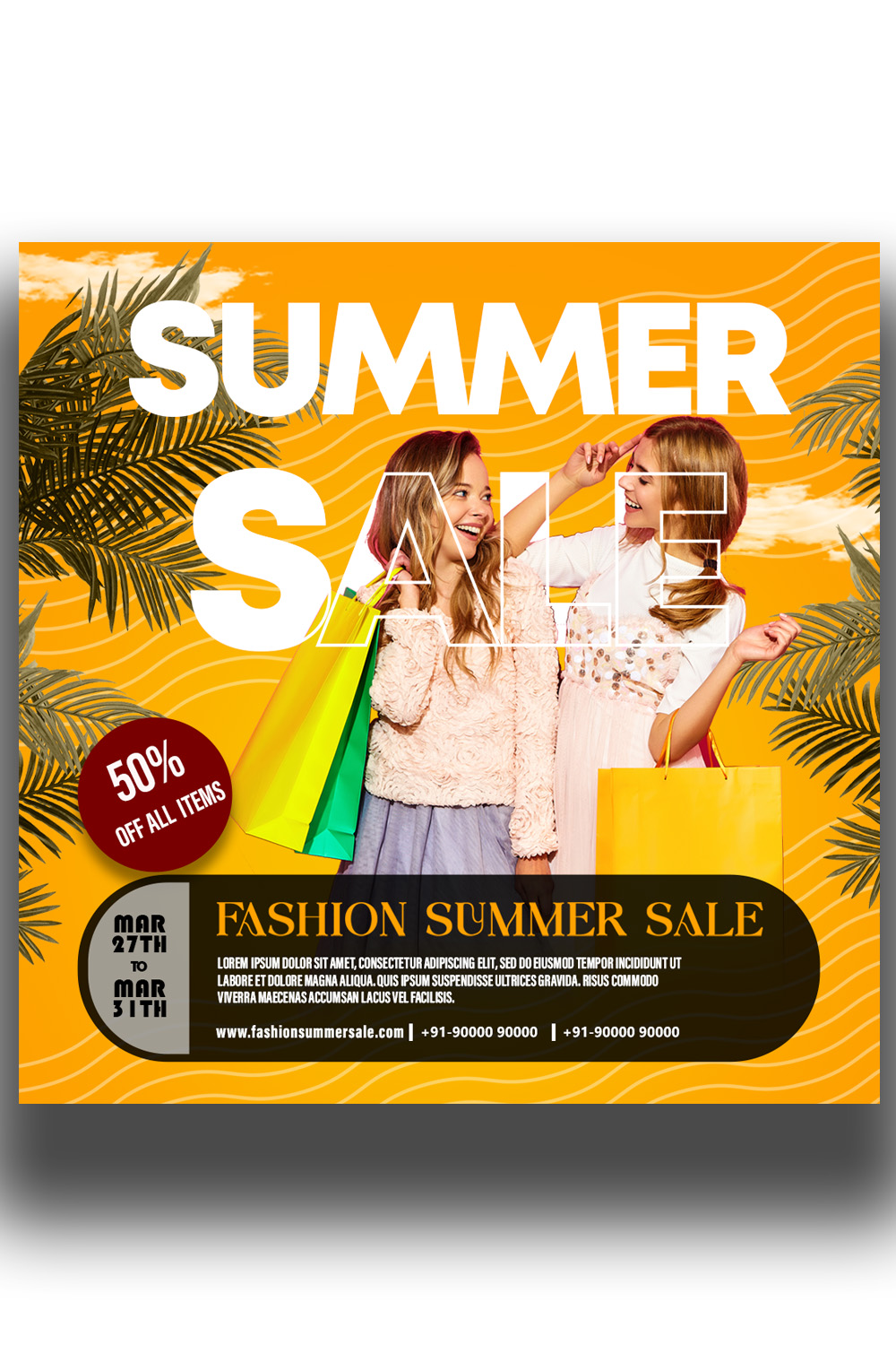 Summer Sale Poster template pinterest preview image.