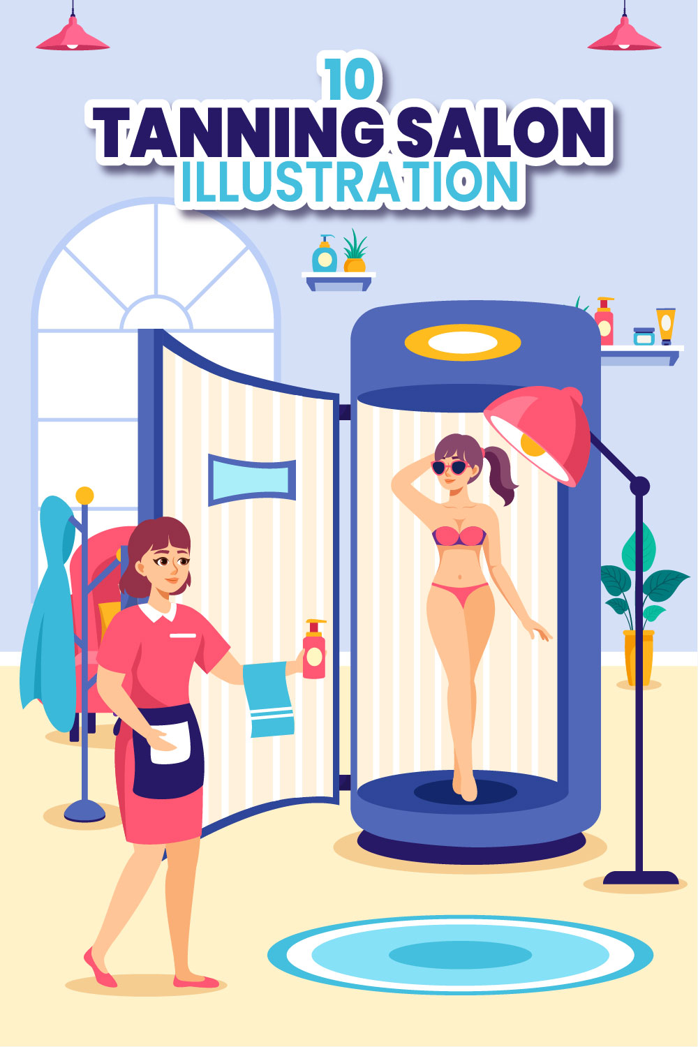 10 Tanning Salon Illustration pinterest preview image.