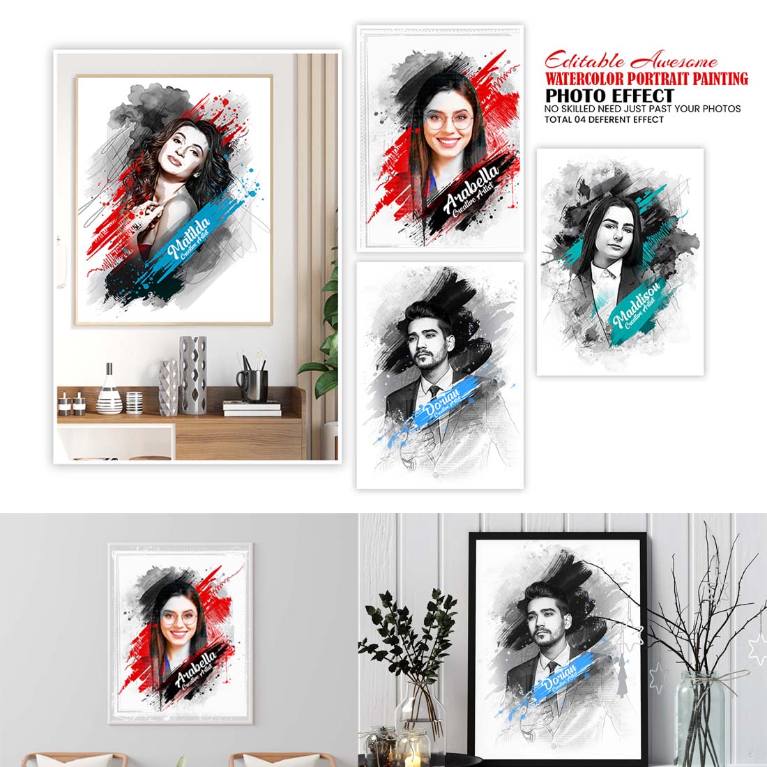 Watercolor Portrait Template cover image.