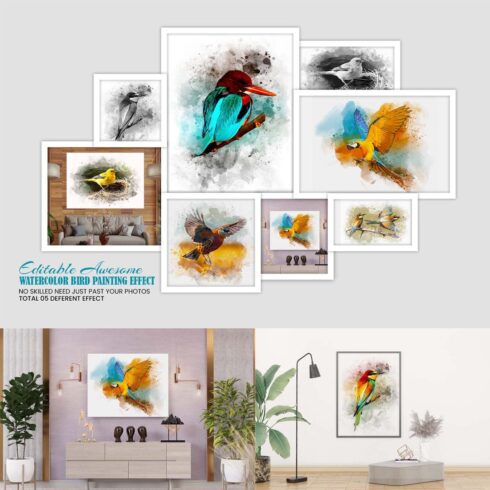 Bird Painting Photo Effect Template cover image.