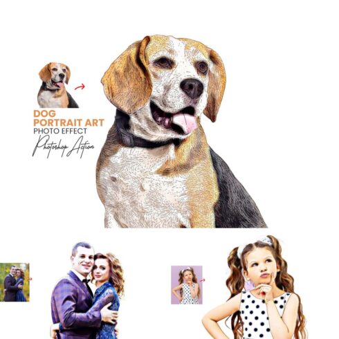 Dog Portrait Art Photoshop Action cover image.