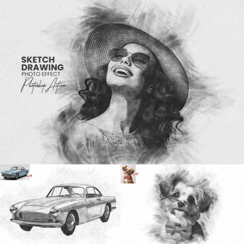 Sketch Drawing Photoshop Action cover image.