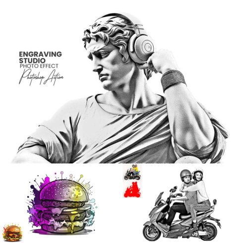 Engraving Studio Photo Effect Photoshop Action cover image.