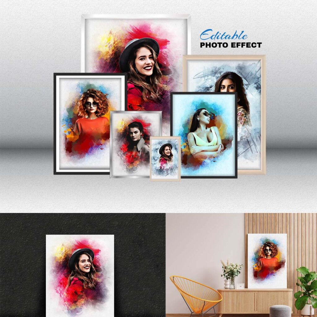Editable Watercolor Photo effect - MasterBundles