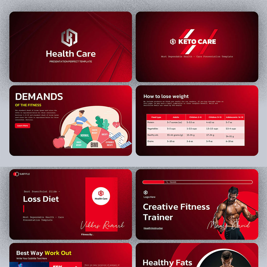 Weight loss and dieting Premium PowerPoint Template preview image.