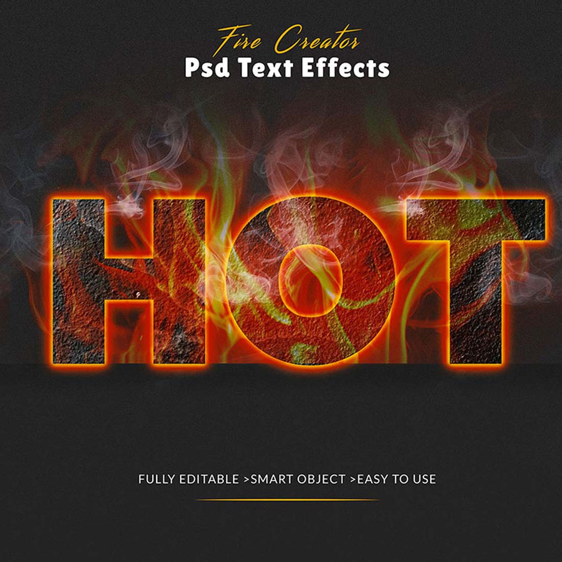 Editable Fire Text Effects preview image.