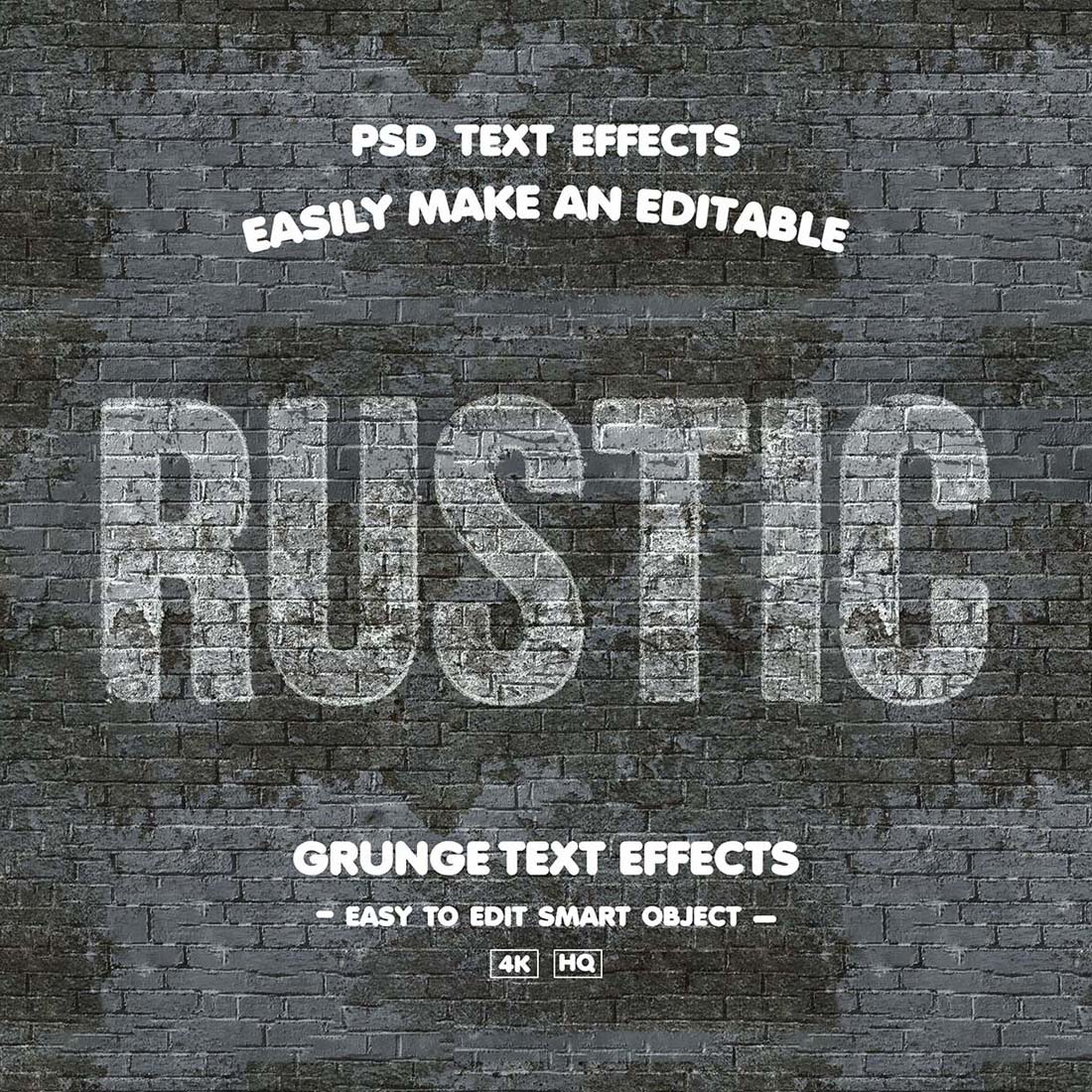 Grunge 3d Editable Text Effect preview image.