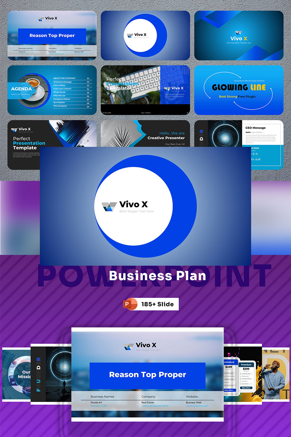 Trending Blue Business Plan Google Slide Template pinterest preview image.