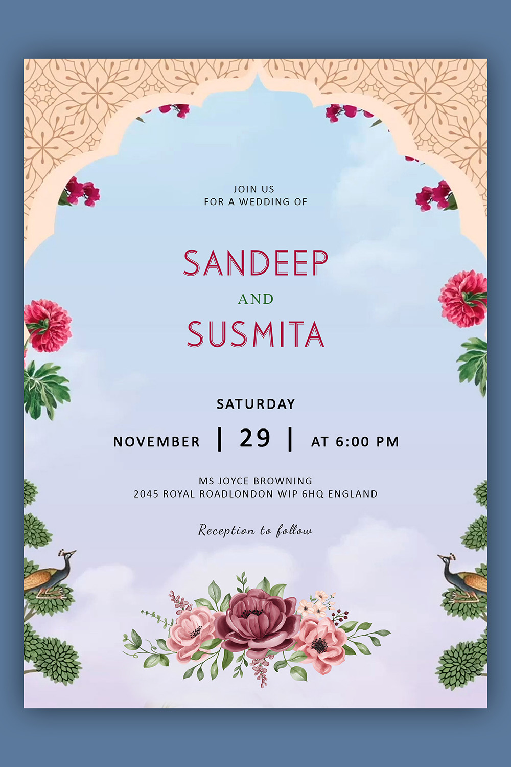 Wedding Invitation Card pinterest preview image.