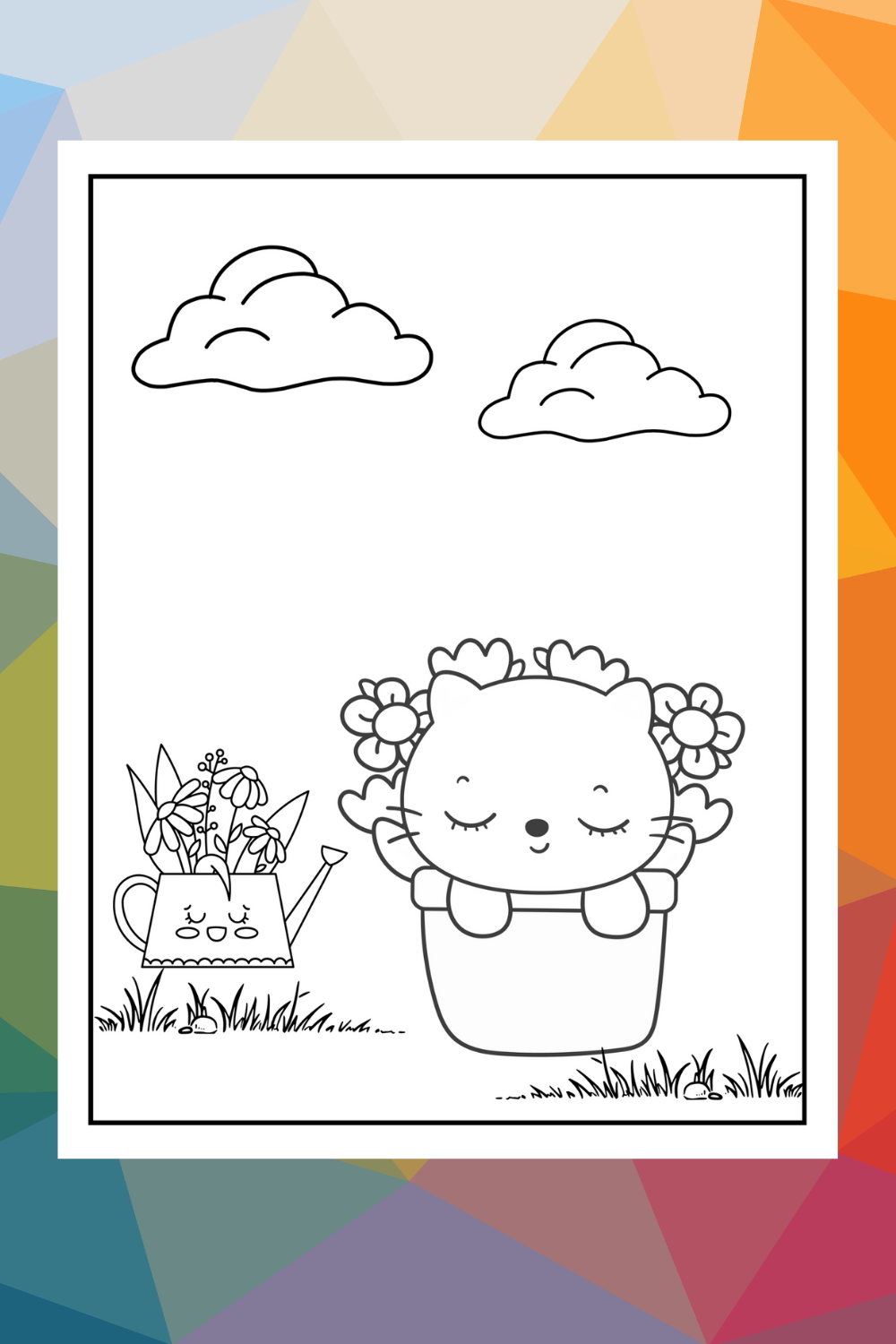 Cute & Kawaii Cats Coloring Book for Kids pinterest preview image.