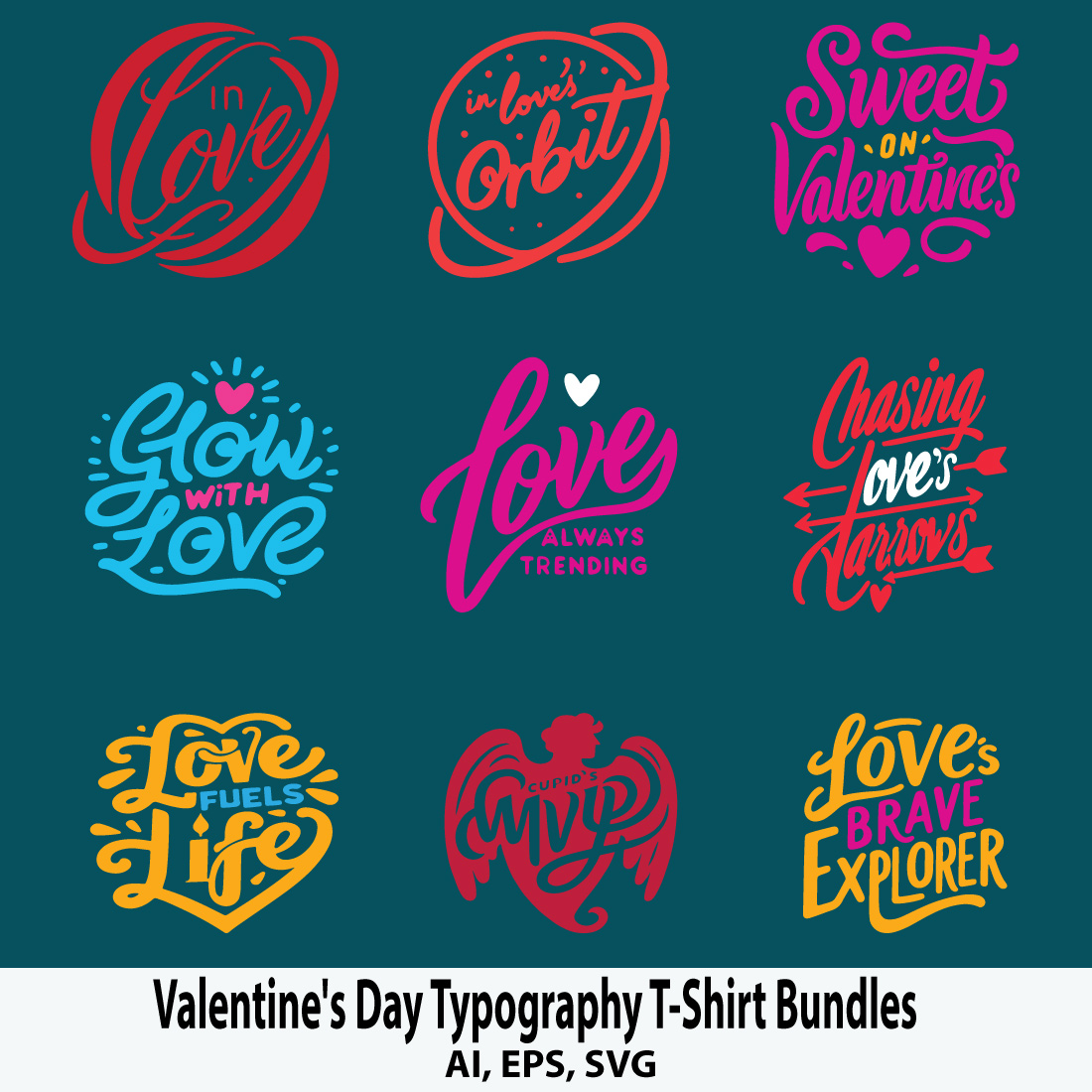 valentines day typography t shirt bundles 530