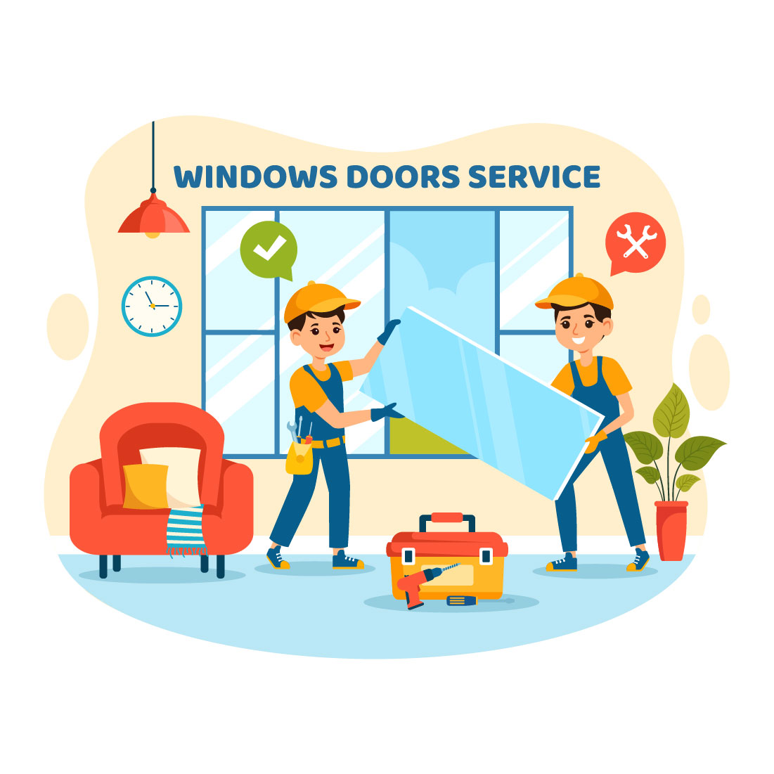 9 Windows and Doors Service Illustration preview image.