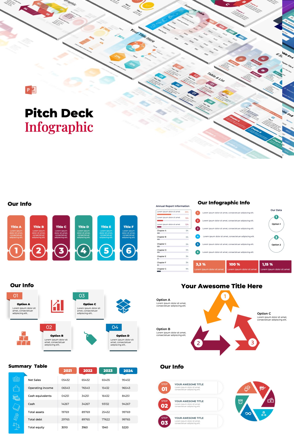 Pitch Deck Infographic Template pinterest preview image.