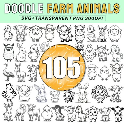 Animal Doodle Svg Baby Animals Clipart svg cover image.