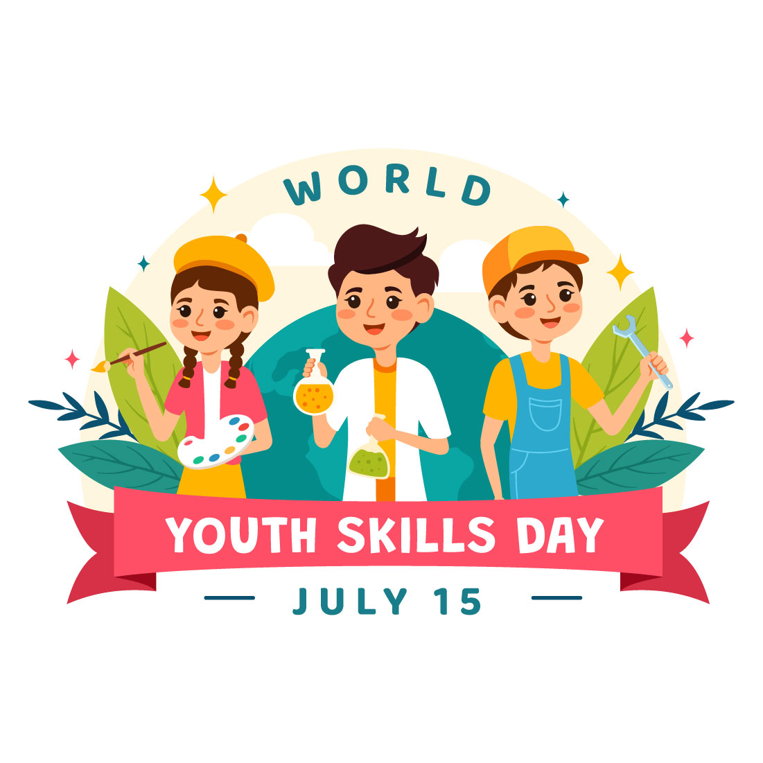 9 World Youth Skills Day Illustration preview image.