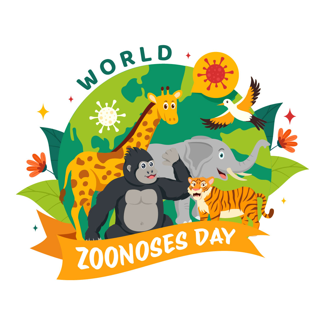 9 World Zoonoses Day Illustration preview image.