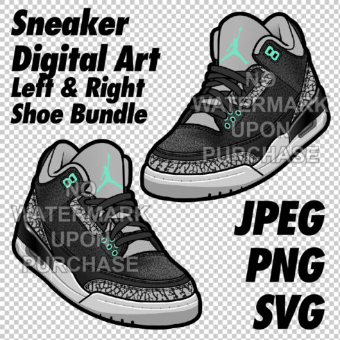 Air Jordan 3 Green Glow JPEG PNG SVG digital sneaker art cover image.