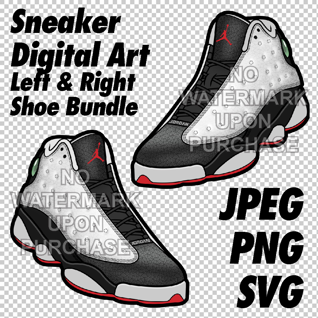 Air Jordan 13 He Got Game JPEG PNG SVG digital sneaker art