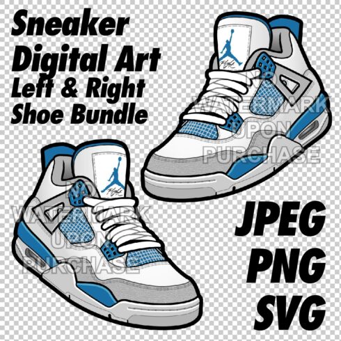 Air Jordan 4 Military Blue JPEG PNG SVG digital sneaker art cover image.