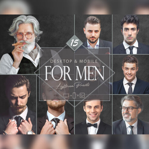 15 For Men Lightroom Presets, Gentleman Mobile Preset, Retouch Bright Desktop LR Filter DNG Portrait Lifestyle Theme Blogger Instagram Face cover image.