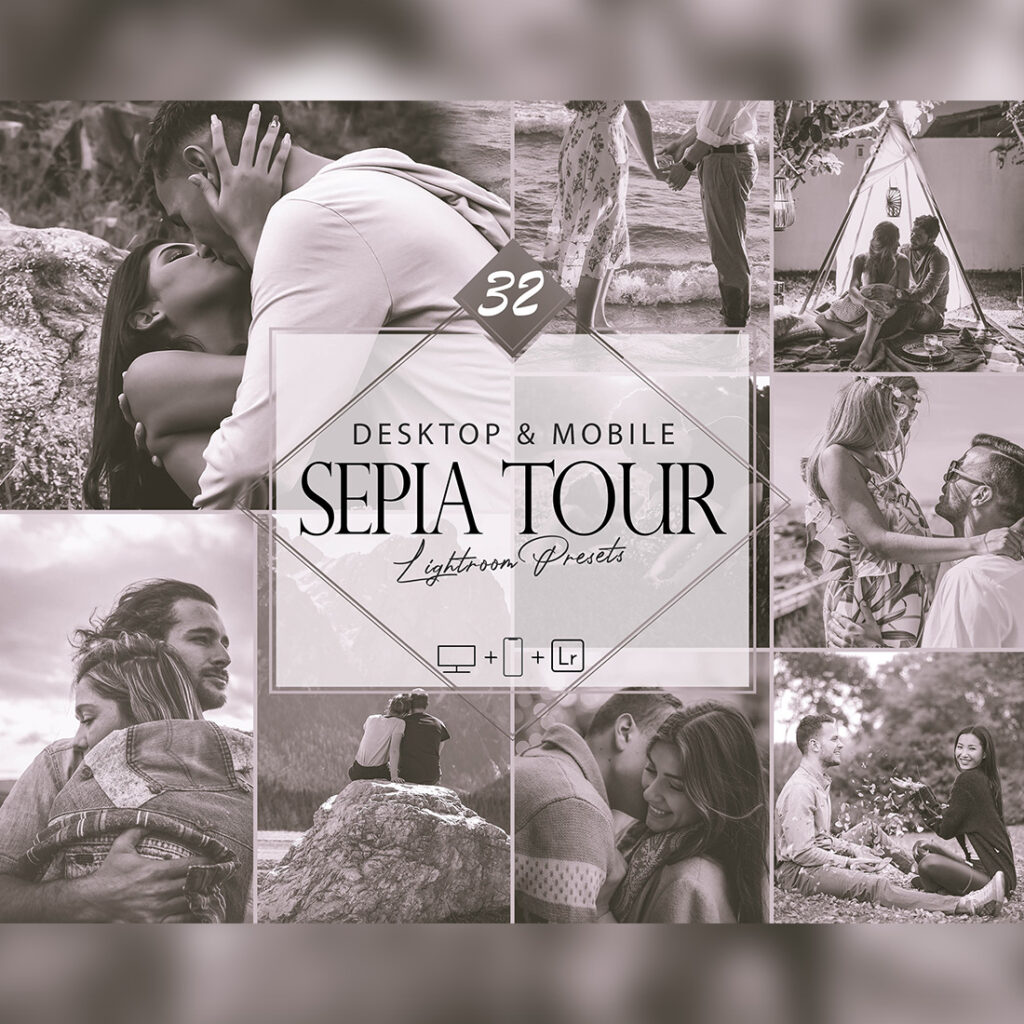 32 Mobile Lightroom Presets, Sepia Tour Mobile Preset, Monotone Filter ...